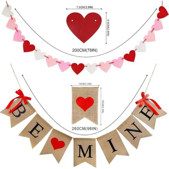 Valentines Day Decor, Valentines Decorations Banner,Valentines Day Burlap Banner - Picture 4 of 8